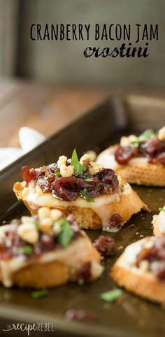 small appetizers are sitting on a baking sheet