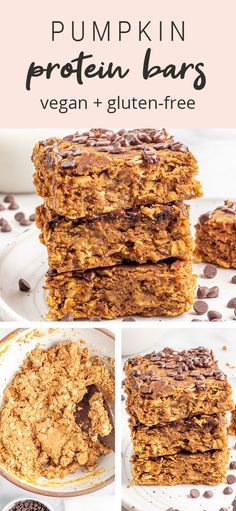 pumpkin protein bars stacked on top of each other