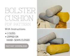 two pictures of pillows stacked on top of each other with the text bolster cushion