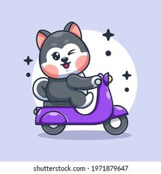 a cartoon cat is riding on a scooter