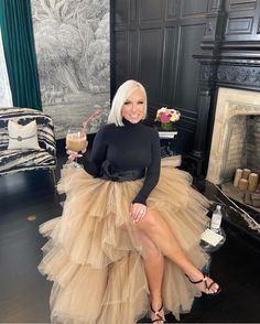 Gold Tulle Skirt, Margaret Josephs, Real Housewives Of New Jersey, Long Tutu, Tulle Skirt Black, Get Glam, Turtleneck Bodysuit, Tutu Outfits