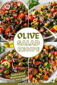 Olive Salad Recipe Olive Tomato Salad, Tomato Olive Salad, Italian Olive Salad Recipe, Olive Relish Recipe, Salads With Olives, Green Olives Recipes, Taverna Salad, Meditrain Diet, Oliver Salad