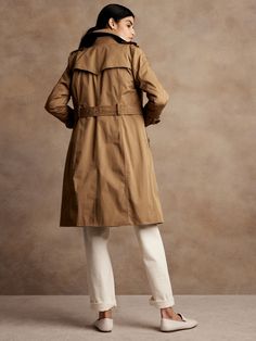 Banana Republic Trench Coat, Trench Jacket, Fall Coat, Banana Republic Women, Brown Coat, Dark Khaki, Petite Women, Fall Jackets, Classic Silhouette