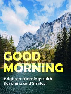 a book cover with the words good morning written in yellow and green on top of it