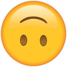 an emoticive smiley face with two eyes and a frown on it's forehead