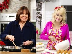 two women are cooking in the kitchen and one is holding a spoon with food on it