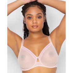 Our sexiest bra to date, this sheer mesh style is an everyday bra with two layers of sheer mesh molded cups. A plunging stretch neckline detail offers perfect contoured coverage. Its a great option for the full-figured woman who likes a natural bust shape. The exceptional fit and support you know and love from Curvy Couture, this plus size sheer unlined bra gives you sexy and comfort all in one! Sheer see-through unlined cups with two layers of mesh Size: 44g. Color: blushing rose. Gender: femal Sheer Mesh Fitted Bra, Sheer Full Cup Bra, Sheer Full Coverage Fitted Bra, Full Cup Mesh Bra With Removable Pads, Fitted Full Cup Mesh Bra, Sheer Mesh Underwire Bra, Feminine Sheer Fitted Bra, Feminine Fitted Sheer Bra, Sheer Feminine Fitted Bra