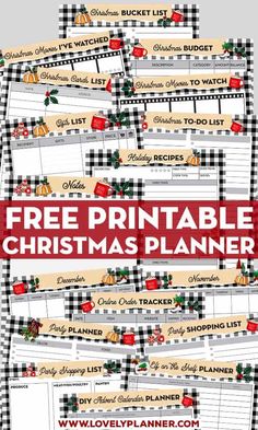 christmas planner printables with the words free printable christmas planner on it and an image