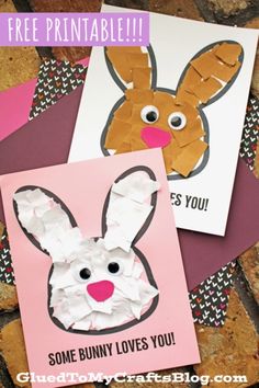 some bunny loves you cards with the words, free printable for kids to make