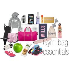 the gym bag essentials are organized neatly