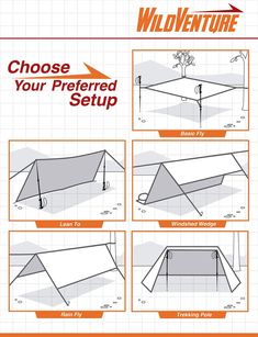 the instructions for how to make a tent with an awning and tarp on it