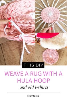 this diy weave a rug with a hula hoop and old t - shirts