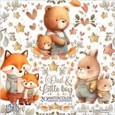 Father Clipart Father Graphics Dad Clipart Dad and Baby - Etsy Colombia Father's Day Illustration, Woodland Clipart, Family Clipart, Autumn Leaves Art, Portrait Cartoon, Watercolor Techniques, Cartoon Animals, Watercolor Clipart, Etsy Baby