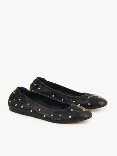 Chloé Eia Ballerina | Chloé US Elegant Studded Flats For Evening, Elegant Studded Evening Flats, Studded Ballet Flats For Evening, Elegant Studded Flats For Spring, Elegant Leather Ballet Flats With Studded Outsoles, Espadrilles Sneakers, Basket Tote, Slides Sandals, Boot Pumps