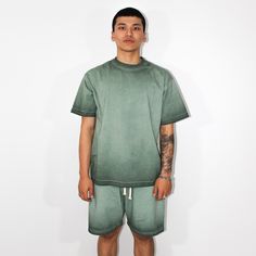 Galore Garments Collection: 250GSM Oversized T-shirt in Acid Wash Forest Green. Crafted from high-quality 250GSM fabric, this unisex tee offers a slightly oversized fit that fits beautifully on any body type. Enhanced with a acid wash, it exudes a vintage charm that makes it an instant wardrobe staple. See shipping and Size Guide below. Made-to-Order. Green Drop Shoulder Tops For Streetwear, Green Sporty T-shirt With Relaxed Fit, Green Relaxed Fit Casual T-shirt, Casual Green T-shirt With Relaxed Fit, Green Washed T-shirt For Streetwear, Green Washed Relaxed Fit T-shirt, Green Urban T-shirt For Summer, Green Drop Shoulder Cotton T-shirt, Green Washed Crew Neck T-shirt