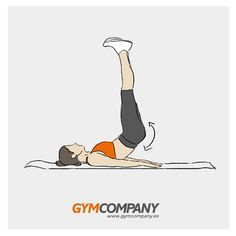 a person doing a yoga pose on a mat with the words gym company above it