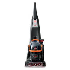 a black and orange vacuum on a white background