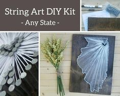 string art diy kit - any state with flowers and other things to make it