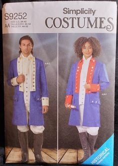 an image of a man and woman in costumes on the cover of a sewing pattern