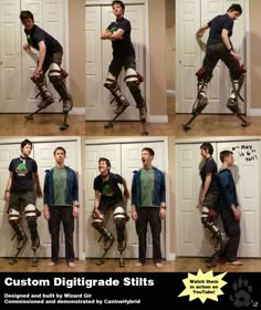 a series of photos showing how to use the legs and arms in different positions, with instructions for using them