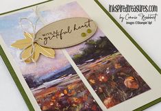 a close up of a greeting card with flowers on the front and back of it