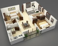 the floor plan of a two bedroom apartment with living room, dining area and kitchen