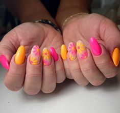 Bright Summer Nails Designs, Florida Nails, Nail Piercing, Bright Summer Nails, Short Acrylic Nails Designs, Gel Nail Designs, Short Acrylic Nails