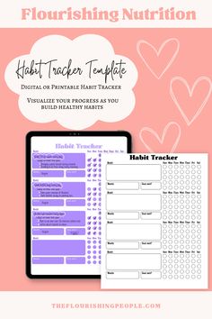 This is a monthly habit tracker template that can be used daily to track your habit building progress. Use it in a digital format or as a printable copy. | Habit Tracker PDF | Habit Tracking | Habit Template | Healthy Habits | Goodnotes Template | Printable Digital Download Habit Template, Habit Building, Goodnotes Template