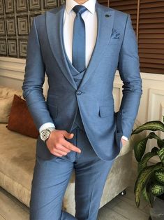 Prom Suits For Guys, Blue Prom Suits For Guys, Blue Prom Suit, Blue Tuxedo Wedding, Groom Blue Suit, Peak Lapel Suit, Blue Slim Fit Suit, Blue Tux, Light Blue Suit