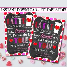 two valentine's day party printables with candy hearts