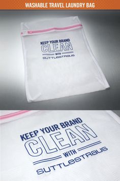 two bags with the words, keep your brand clean and put on them for use