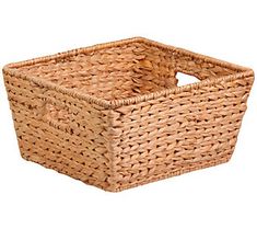 an empty wicker basket on a white background