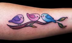 three little birds sitting on a branch tattoo