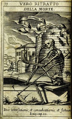 an old book with a skeleton on it