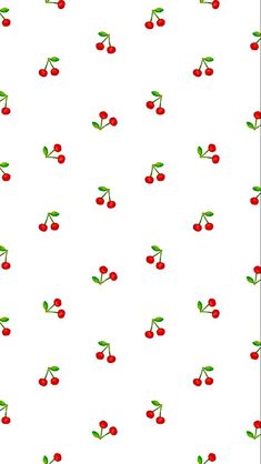 a white background with cherries and green leaves