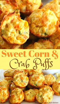 sweet corn and crab puffs are an easy appetizer to serve on the grill