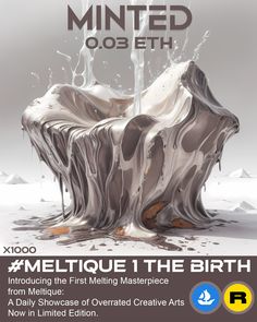 an advertisement for the exhibition, titled melting the birth by artist and graphic designer alex schl