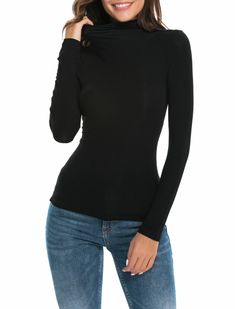 PRICES MAY VARY. Fabric: Ultra-soft, lightweight, stretchy and breathable fabric, makes you feel close but free under this top. The length is long enough for tall girls. Plus size available in some colors. Flattering most body types . A must have t shirt top in your wardrobe Features: Mock Turtleneck, Long sleeve, Body hugging, Soft and slinky feeling shirts. Can wear alone as a simple fitted tee or as a under layer shirts for sweater, vest, uniform, jackets and blazer in colder month, Must have Turtleneck Women, Velvet T Shirt, Turtleneck Outfit, Layered Shirts, Fitted Turtleneck, Womens Turtleneck, Black Turtleneck, Long Sleeve Turtleneck, Mock Turtleneck