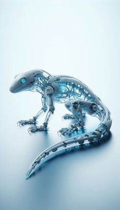 a gecko that is sitting on top of a blue surface with its legs spread out