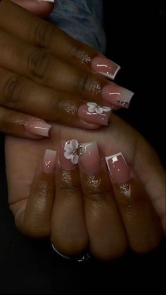 Acrylic Nails With Charms, Nails With Charms, Ombre Acrylic Nails, Cute Acrylic Nail Designs