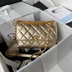 ChanelFlap Bag Small Gold Bag For Women 15cm/6in Luxury Crossbody Box Bag, Luxury Portable Crossbody Box Bag, Luxury Portable Top Handle Box Bag, Luxury Portable Box Bag With Top Handle, Luxury Portable Box Bag For Shopping, Luxury Portable Shoulder Bag For Shopping, Luxury Portable Pouch Box Bag, Luxury Portable Top Handle Shoulder Bag, Luxury Mobile Phone Bag In Rectangular Case