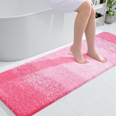 PRICES MAY VARY. [Luxuriate in Pure Comfort] Indulge your feet in the softest, coziest microfiber imaginable. With its plush pile, nearly one inch thick, our bath mat soothes and warms your feet, protecting them from the cold floor below. Enhance your bathroom decor with OLANLY's captivating bath mat. The gradient color stripe design seamlessly merges stripes, creating an eye-catching pattern that infuses sophistication into your space. [Ultra-Absorbent and Quick-Drying] Our bath mat features a Luxury Bathroom Rug, Floor Tub, Pet Spaces, Contour Rug, Tub And Shower, Rubber Mat, Bathroom Floor, Carpet Runner, Bathroom Rug