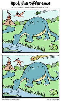 an image of a cartoon dinosaur with the caption spot the difference