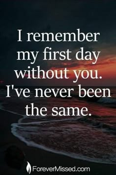 a sunset with the words i remember my first day without you i've never been the same