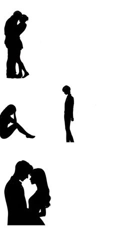 the silhouettes of two people kissing each other