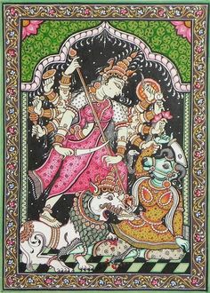 Goddess Kali, Durga Painting, Kalamkari Painting, Blood Art, Hinduism Art, Indian Painting, Madhubani Art, Indian Folk Art