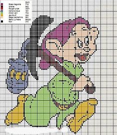 a cross stitch pattern with a cartoon character