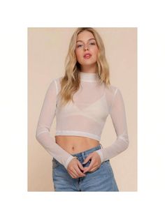 Introducing our Long Sleeve Mock Neck Mesh Top, crafted from a blend of 92% Nylon and 8% Spandex in a chic white hue. This top combines comfort with style, offering a stretchy fit that's perfect for layering or wearing on its own.

Key Features:
- Fabric: Made from 92% Nylon and 8% Spandex for a smooth and stretchy feel.
- Fit: Available in sizes S, M, and L to provide a tailored silhouette.
- Color Options: White for a versatile and elegant look.
- Design: Features a mock neck and long sleeves Fitted Solid Sheer Tops, Stretch Mock Neck Top For Summer Layering, Fitted Sheer Solid Tops, Summer Stretch Mock Neck Top For Layering, Fitted Sheer Solid Color Tops, White Stretch Trendy Tops, White High Stretch Turtleneck Tops, Sheer Solid Stretch Tops, Chic High Stretch Nylon Top