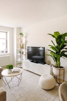 a living room filled with furniture and a flat screen tv sitting on top of a wooden stand