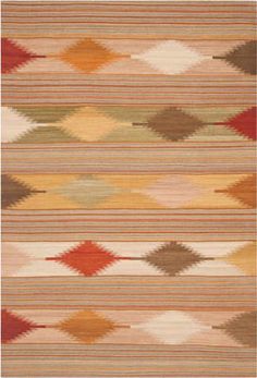 an area rug with different colors and patterns on it, including red, orange, green,